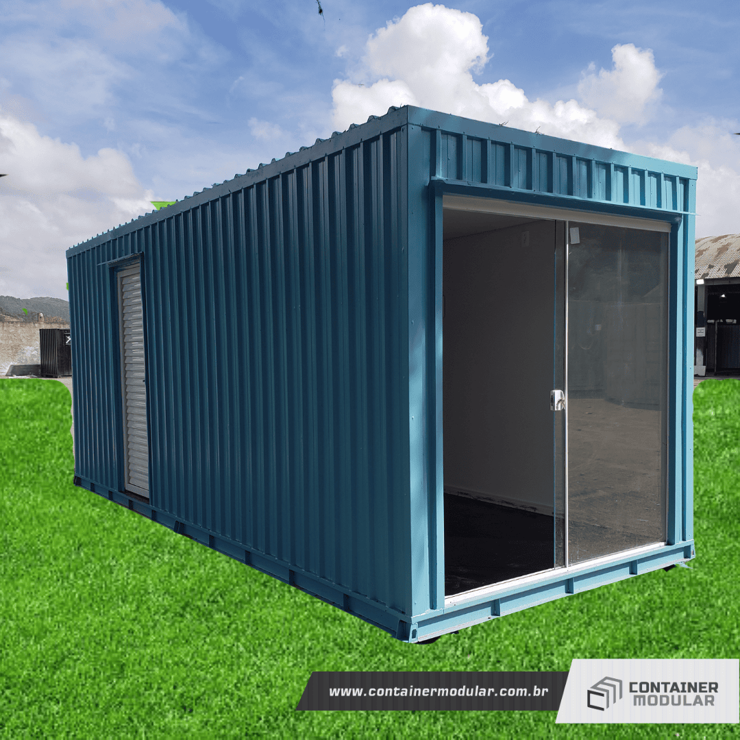 escritório container com porta de vidro | Container Modular